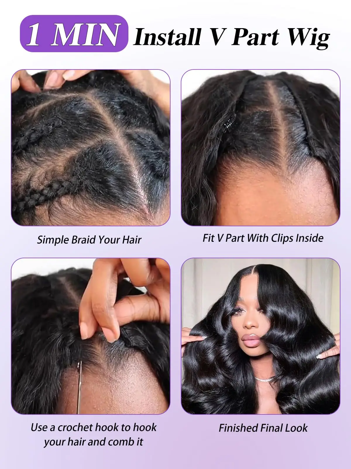 250 Density V Part Body Wave Glueless Wigs Human Hair 30 Inch Natural Color Ready To Wear Wig 100% Brazilian Human Hair ForWomen