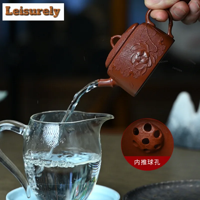 HOYIHM 140ml Antique Yixing Purple Clay Teapots Handmade Bamboo Joint Pot Raw Ore Dahongpao Mud Kettle With Infuser Zisha Teaset