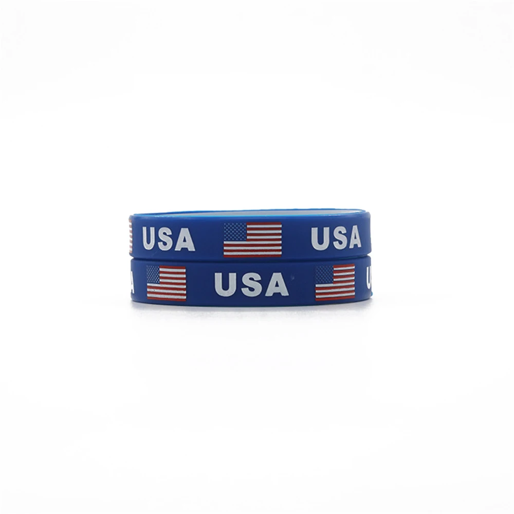 Men Women Country Flag Print Silicone Bracelets USA Ukraine Italy Turkey Sports Friendship Wristband Rubber Wrist Band Bangle