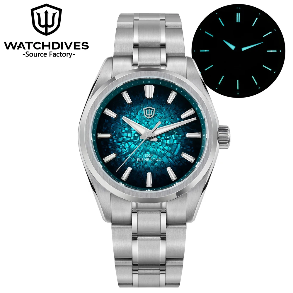 Watchdives WD0003C 38 мм мужские часы VH31 Sweep Seconds кварцевый механизм с сапфировым стеклом ледяной трещины циферблат светящиеся водонепроницаемые часы 10 бар Watchdives WD0003C 38 мм мужские часы VH31 Sweep Seconds кварцевый механизм с сапфировым стеклом ледяной трещины циферблат светящиеся водонепроницаемые часы 10 бар