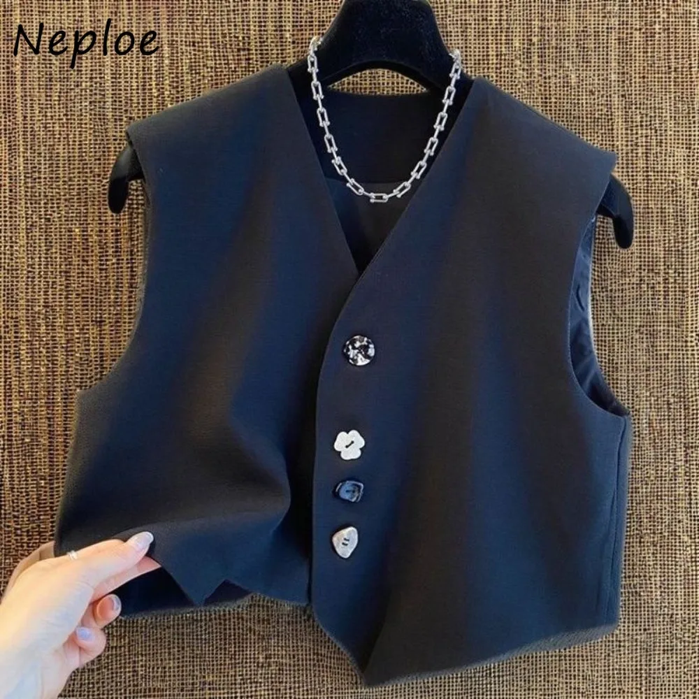 Neploe Fashion Elegant Celebrity Small Fragrance Vest Western Loose New Women Clothing Irregular Short Sleeveless Casual Jacket