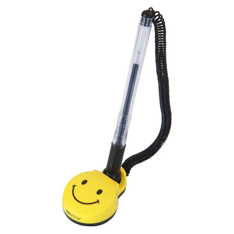 1PCS 2PCS 3PCS Deli 6793 Smiling Face Table Desk Pen Kawaii Stationery Public Gel Pen Cute Ballpoint Pen