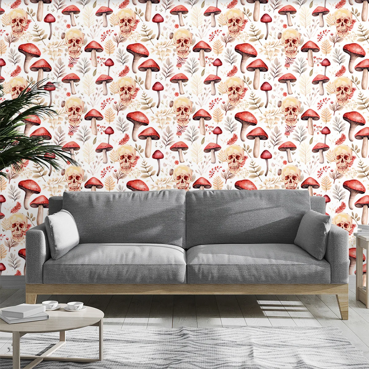 لفة ورق جدران قابلة للتقشير واللصق على شكل جمجمة السكر/الفطر/الفراشة/ورق ذاتي اللصق مقاوم للماء للحمام في غرفة النوم #4