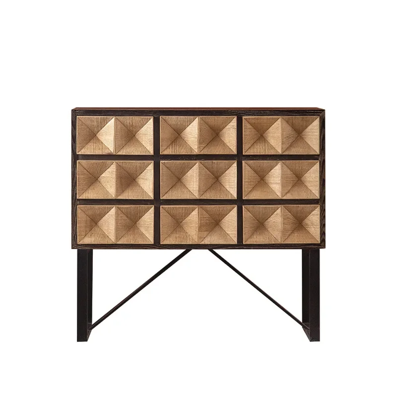 American retro chest of drawers, solid wood nine-chest of , living room combination corridor, house silence style decoration