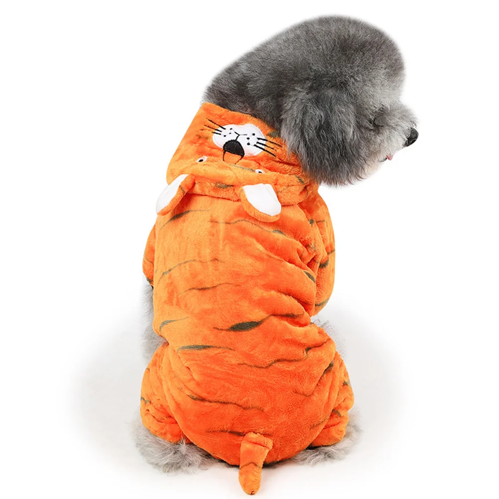 

Pet Dog Halloween Tiger Costume Orange Size M Warm Puppy Outfit Small Dog Clothes Perfect for Parties Photo Shoots and Daily