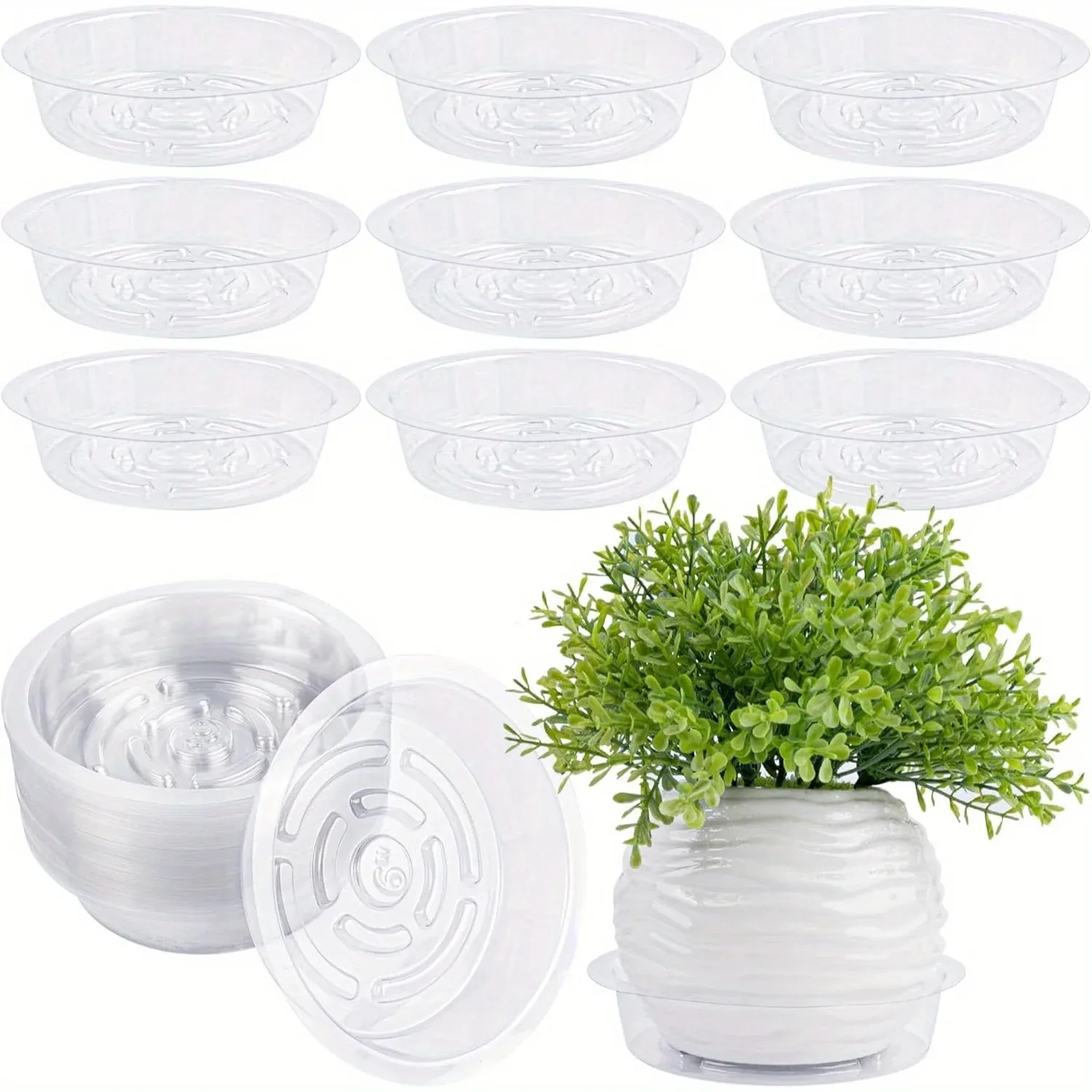 20/30/50pcs 6 inch clear plastic plant saucers durable drip trays plates for indoor outdoor garden flower lawn gardening lovers