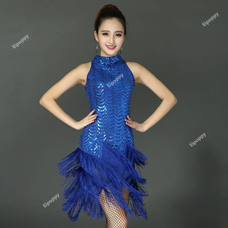 

Latin Dance Dress Women Sexy Tassel Fringe Sequin Salsa Tango Cha Cha Rumba Samba Latin Dresses Rave Outfits Dancewear