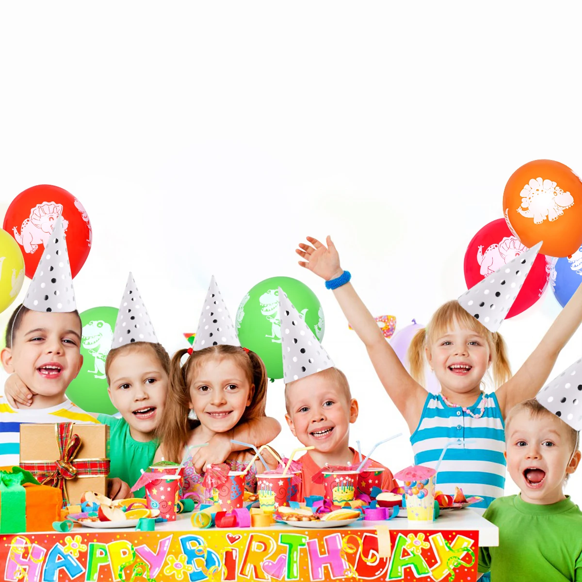 

10Pcs Birthday Party Hats Paper Triangle Gilding Stripe Design Birthday Party Caps Safe Photo Props