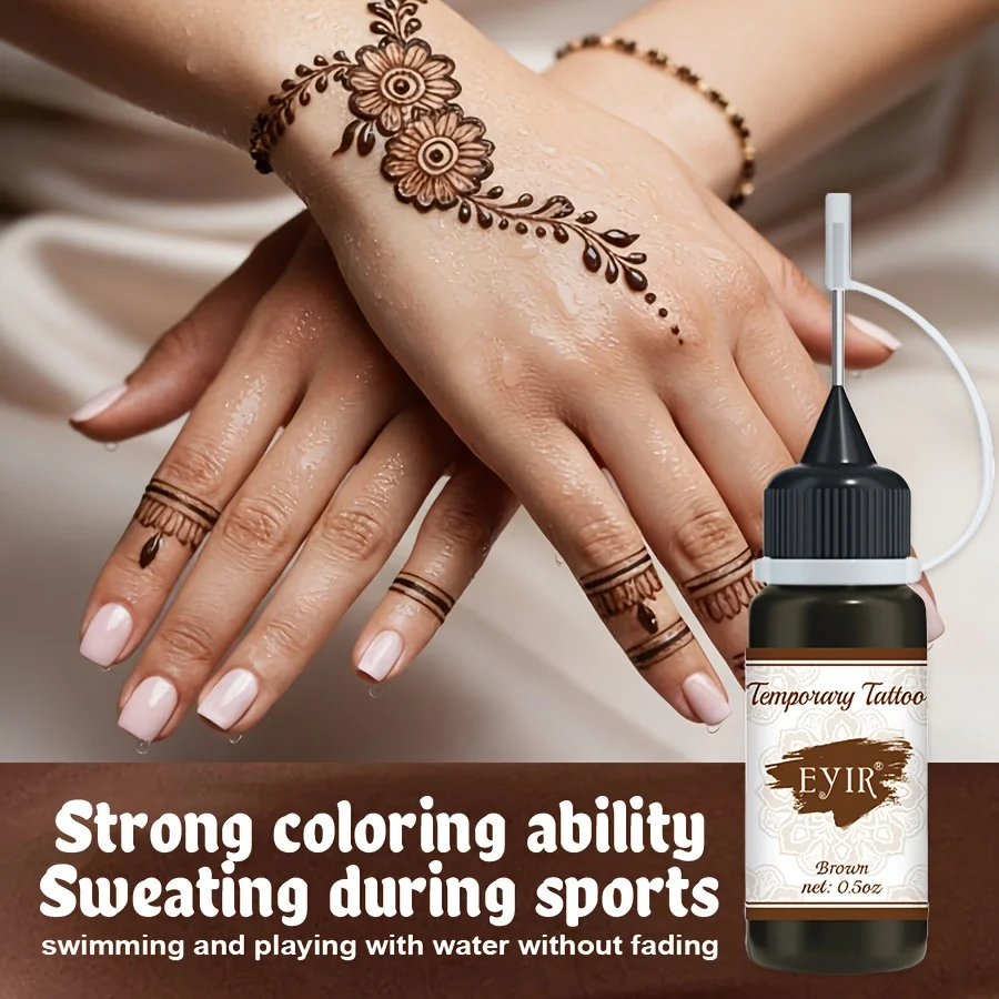 EYIR 9 Colors Henna Tattoo Paste Kit with Reusable Stencils Temporary Mehndi Ink Body Art Hand Tattoo Set Waterproof DIY Design