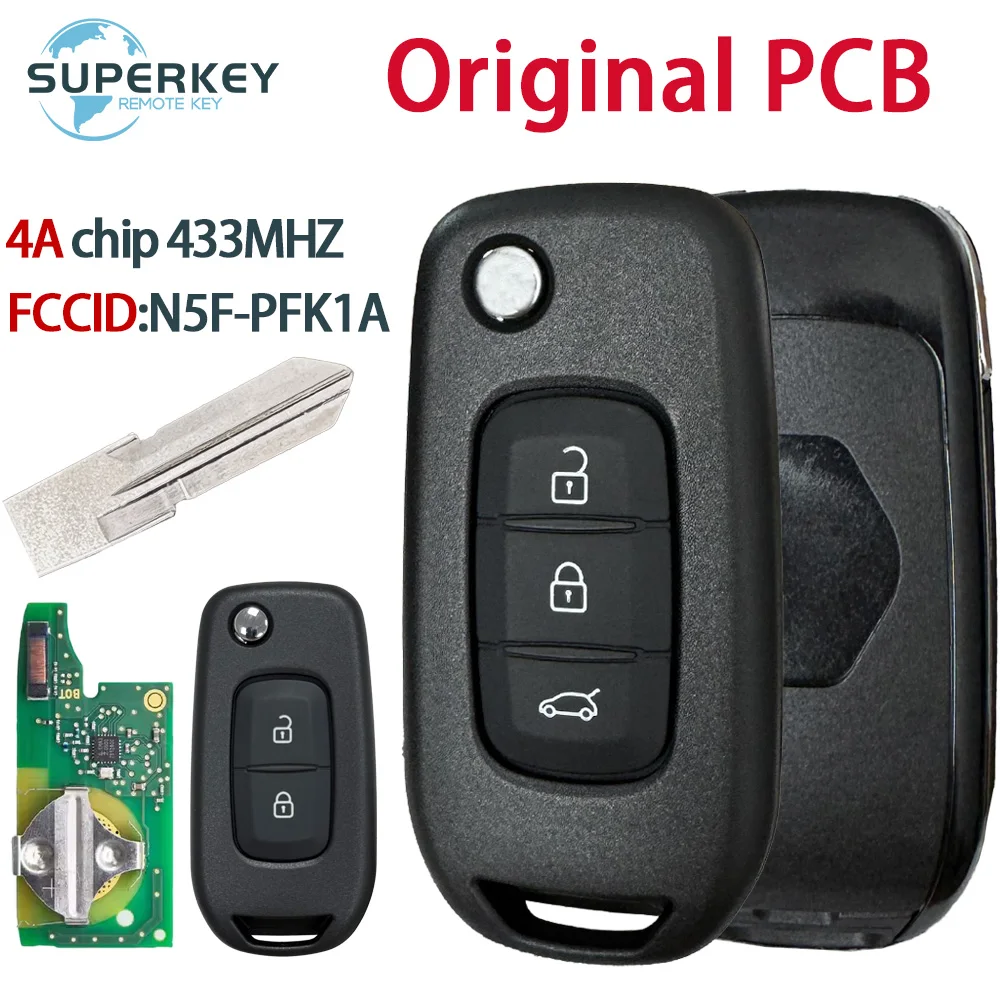 

FCCID:N5F-PFK1A Original PCB For Renault Logan Duster Sandero Oroch 433Mhz 4A Chip Remote Control Car Key IC:3248A-RFK1A