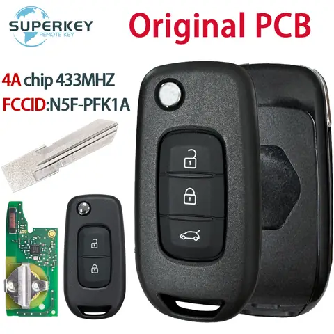 FCCID:N5F-PFK1A Renault Logan Duster Sandero Oroch 433Mhz 4A 칩 원격 제어 자동차 키 IC:3248A-RFK1A 용 기존 PCB
