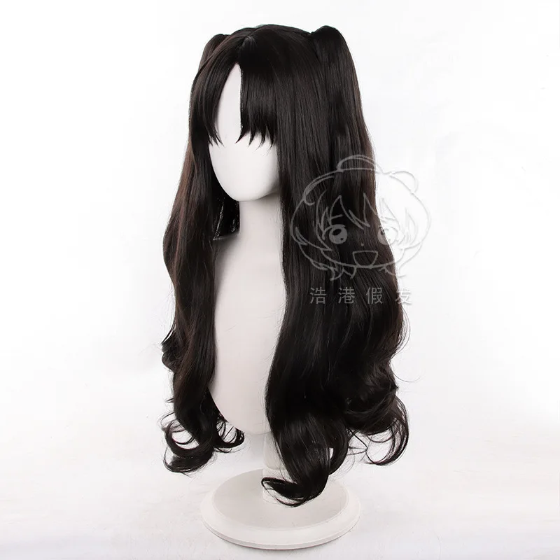 Parrucche Tohsaka Rin ANIME Fate/stay night Parrucca Cosplay 70 cm Parrucche sintetiche resistenti al calore lunghe Colore marrone nero + Protezione parrucca