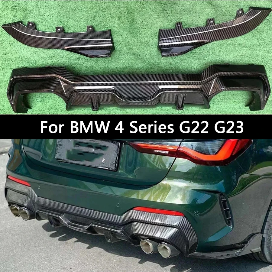 For BMW 4 Series G22 G23 430 425 Carbon Fiber Back lip Car Rear Bumper Diffuser Rear Splitters Spoiler Back lip Upgrade body kit