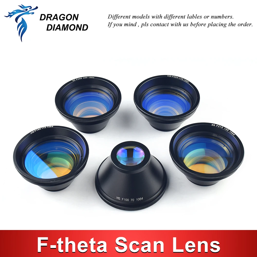 Dragon Diamond F-theta Field Scan Lens 70x70-300x300mm F100-420mm for 1064nm YAG Optical Fiber Laser Marking Machine Parts
