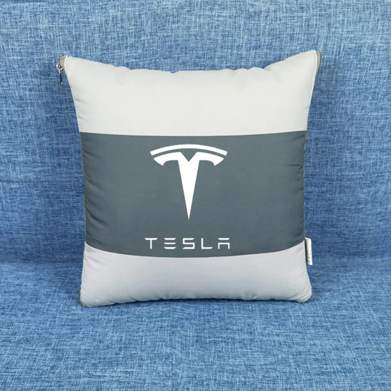 

Car Seat Cushion Quilt Blankets Throw Pillow for Tesla Model S X Y 3 Roadster Cybertruck Foldable Blanket Pillows Accessories