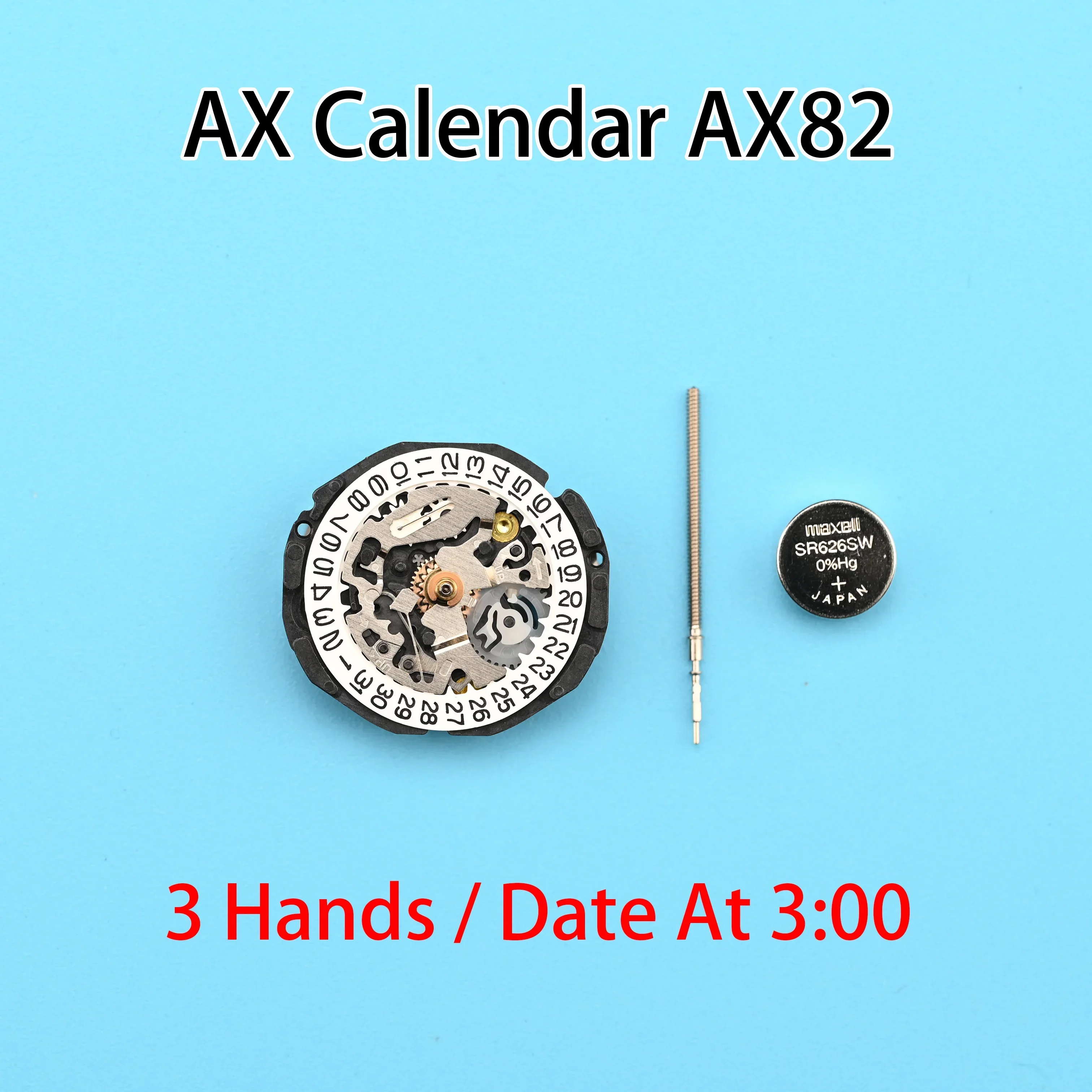 Genuine  AX82 Movement epson AX82E Movement Size:6 3/4 x 8''' 3 Hands/Date display at 3:00 Replace AL82