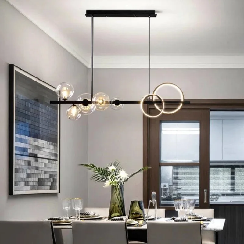 Smoky Gray Glass Led Hanging Chandelier For Dining Room Kitchen Island Led Pendant Lights Long Dining Table Glass Pendant Lamp