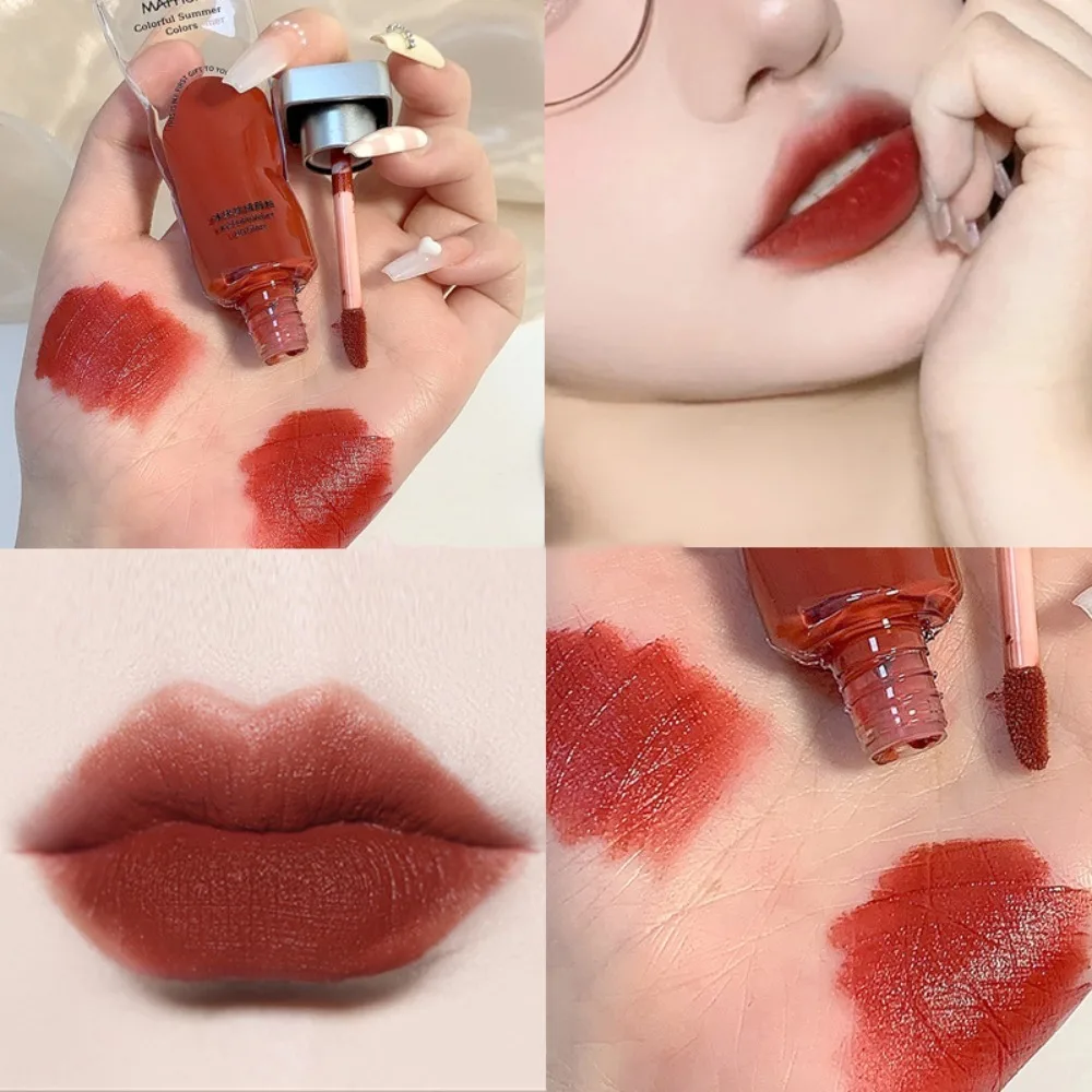 Vochtinbrengende Ijsblokje Fluwelen Lip Glazuur Transparant Pigment Matte Lippenstift Niet Gemakkelijk Te Dopen Beker Lip Modder Lip Glazuur