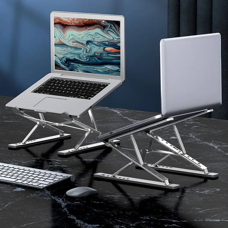 All-aluminum alloy laptop bracket, double-layer height increase, folding storage, portable desktop office, dual-purpose heat