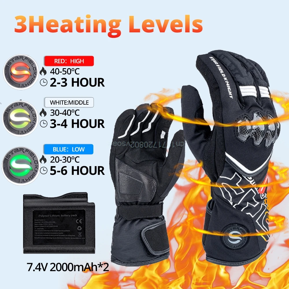 

Heated Gloves Winter Skiing Gloves Touch Screen Motorcycle Gloves Genuine Leather Gloves Waterproof Rechargeable Heating Thermal
