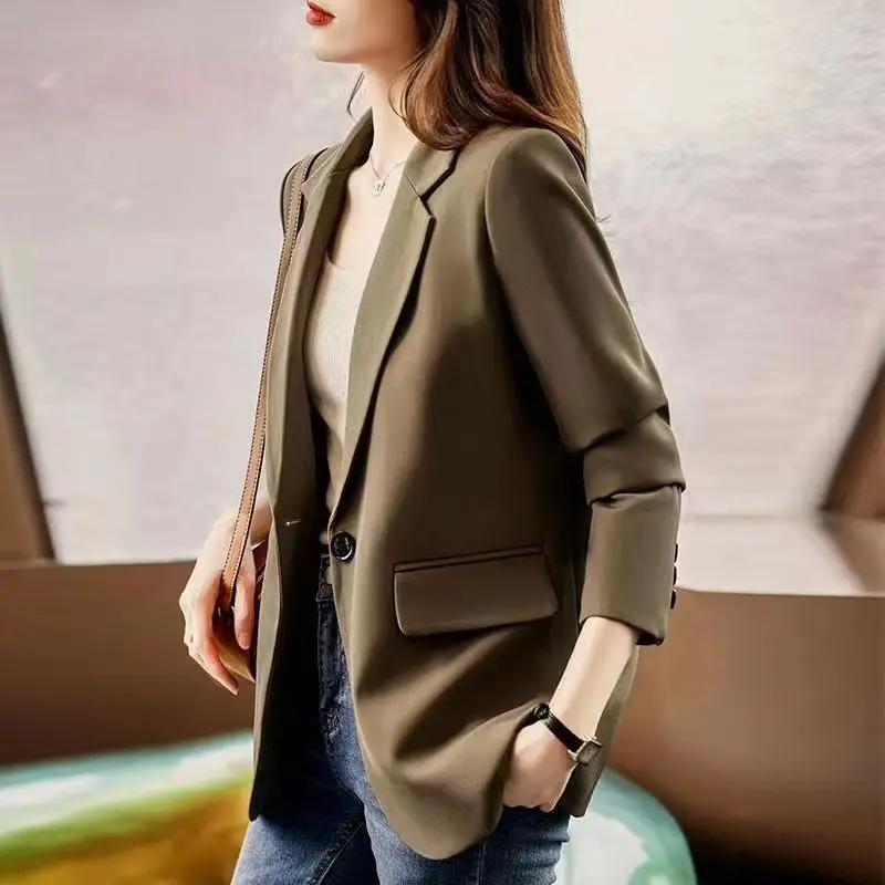 Blazer Oversize Women Women'S Summer Suit Sensible High-Grade Lock Champagne Famale Double-Row Trends Collars Transparent