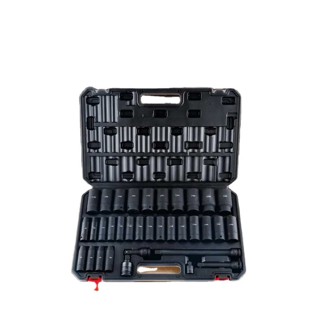 Industrial-grade Pneumatic Socket Wrench Set 34pcs Chrome Vanadium Steel 1/2 Inch Drive BMC Case OEM Auto Repair Hand Tools