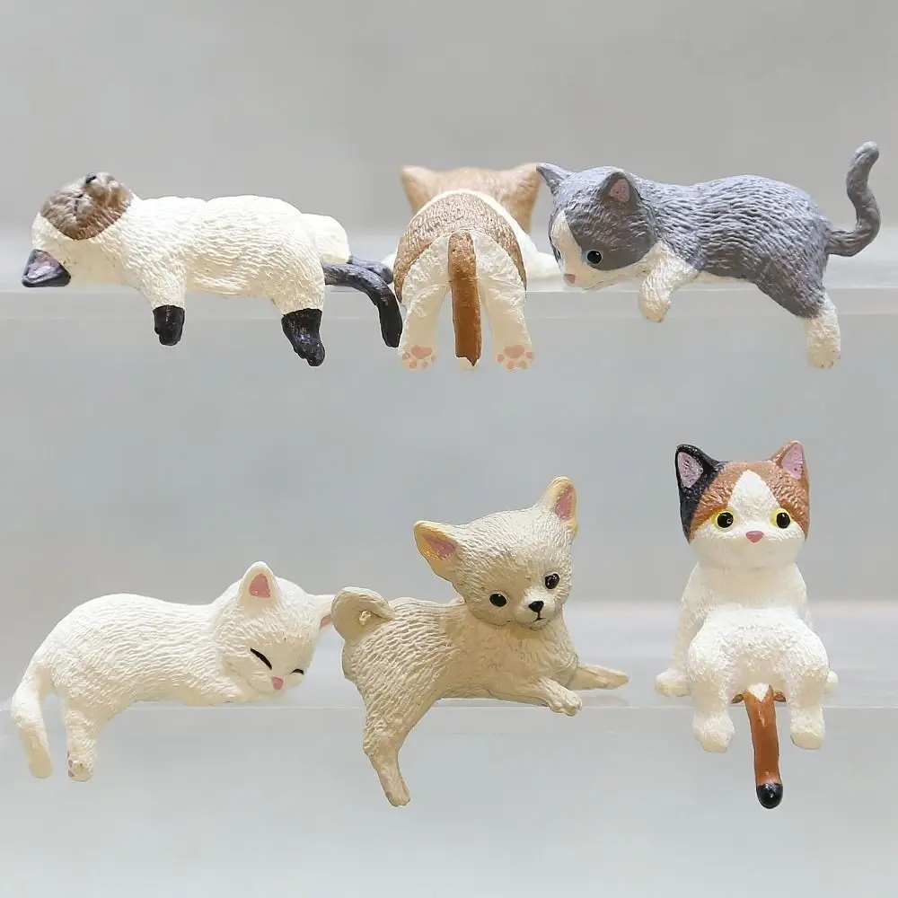 New PVC Edge Cat Figurines DIY Car Decoration Cat Ornament Bonsai Accessories Cat Refrigerator Sticker