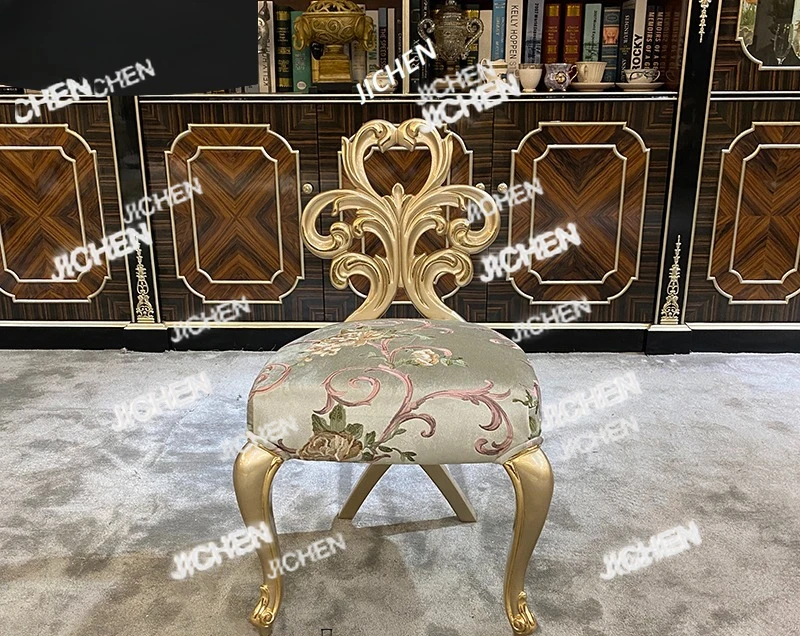 

XH Табурет для макияжа с французской тканью и вышивкой, Европейский роскошный табурет из массива дерева, Неоклассический табурет для смены обуви в спальне