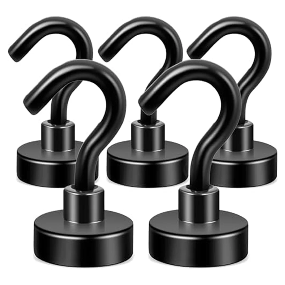 CYL-Magnetic Hooks,27Lb Heavy Duty Earth Magnets with Hook for Refrigerator,Cruise Hook for Hanging, (Black, Pack of 5)