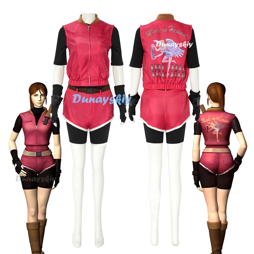 Claire Redfield Cosplay Costume Clothes Uniform Cosplay Game Sports Wear Performance Dress Battle Halloween Party Woman Set