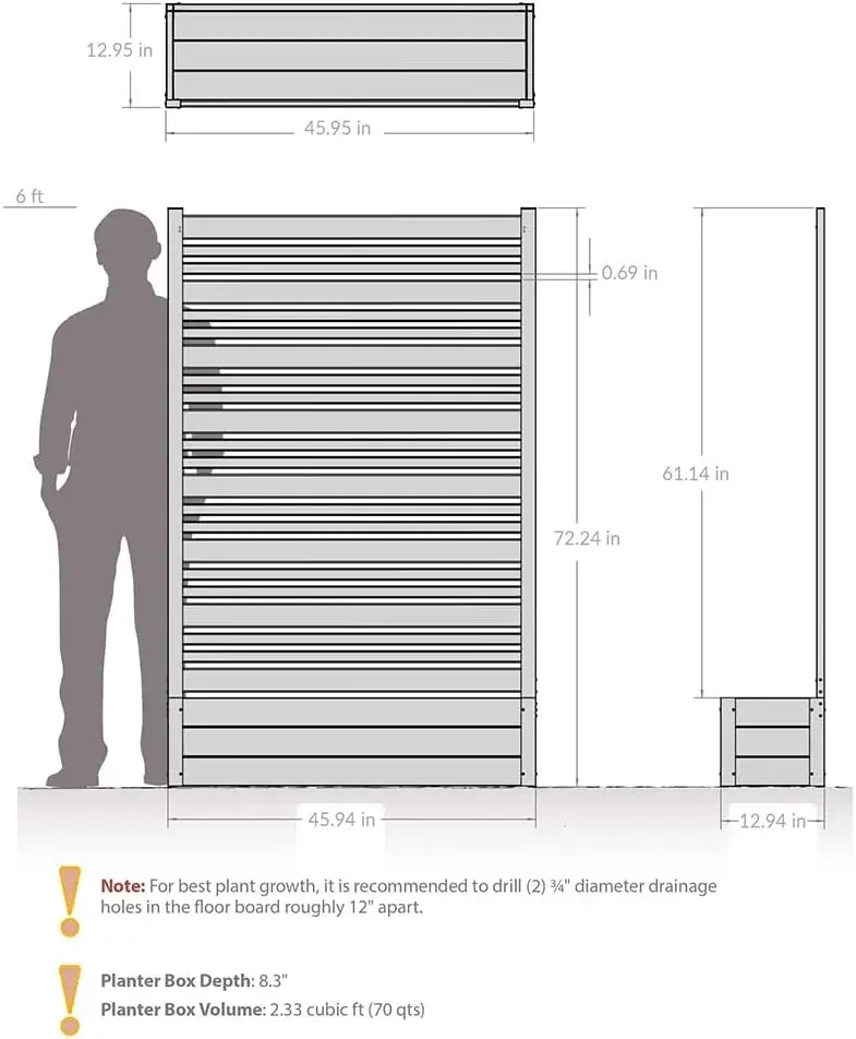 Enclo Privacy Screens EC18024 6ft H x 4ft W x 1ft L Florence WoodTek Vinyl Outdoor Freestanding Privacy Fence Screen Panel