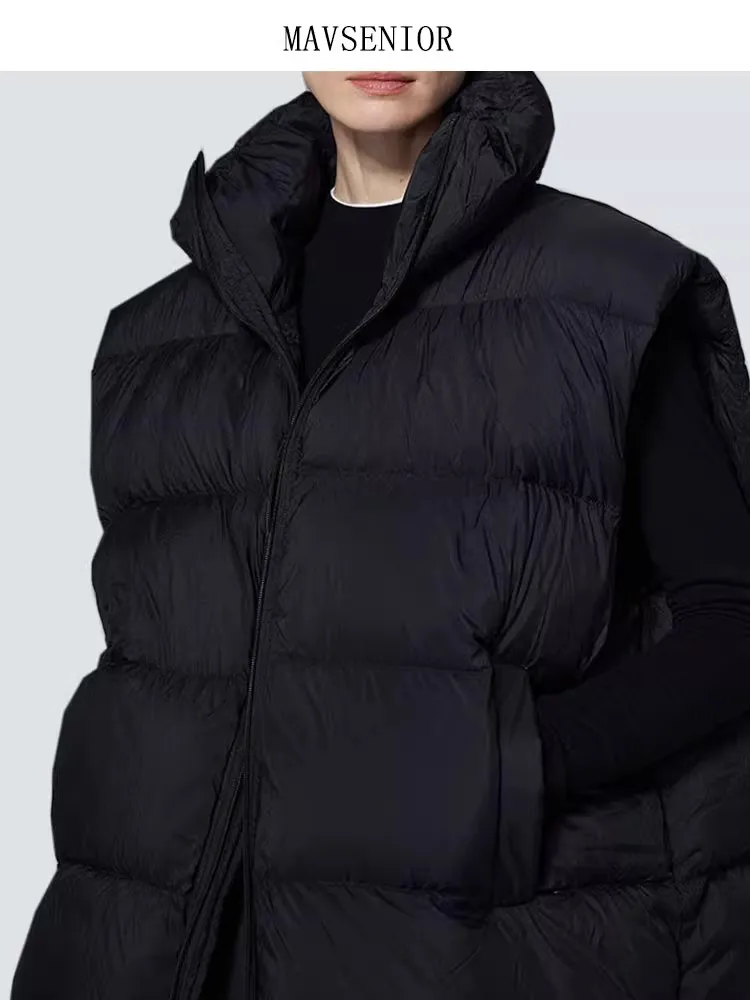 レディース オルト ルーズ ダウンベスト 秋冬 ストリート スタイル ファッション トレンド ホワイト ダウン フェザー ジャケット 大きいサイズ アウター