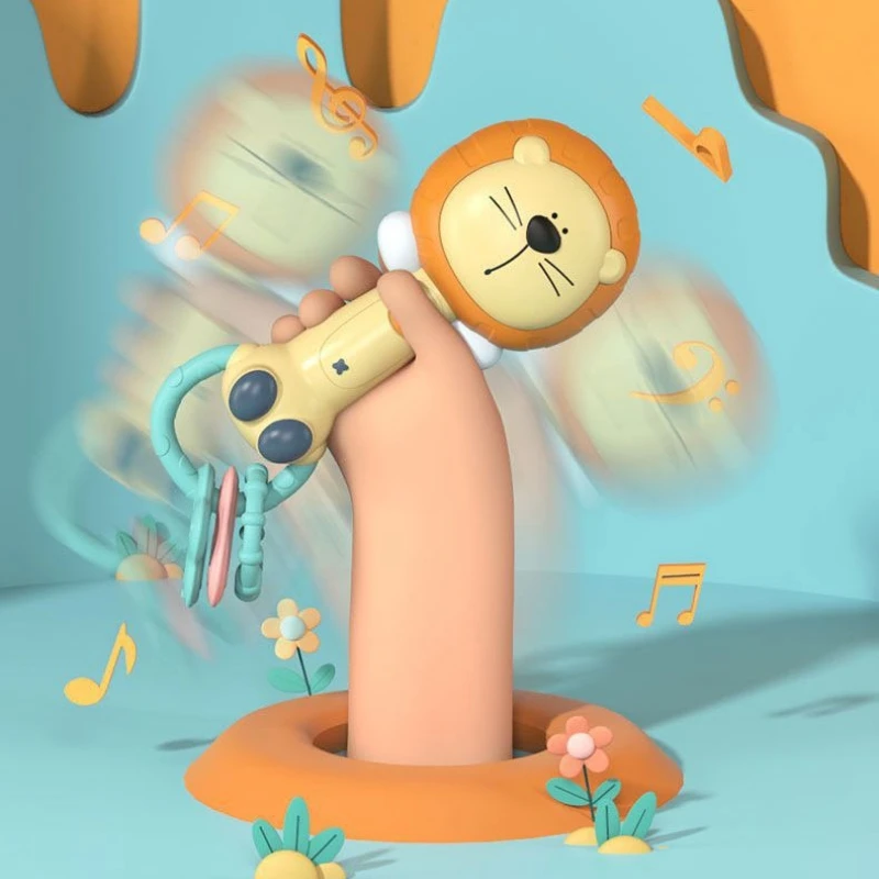 아기 뮤지컬 딸랑이 장난감 빛나는 치아발육기 장난감 0-3세 아기에게 완벽한 선물, 잡기 및 감각 발달