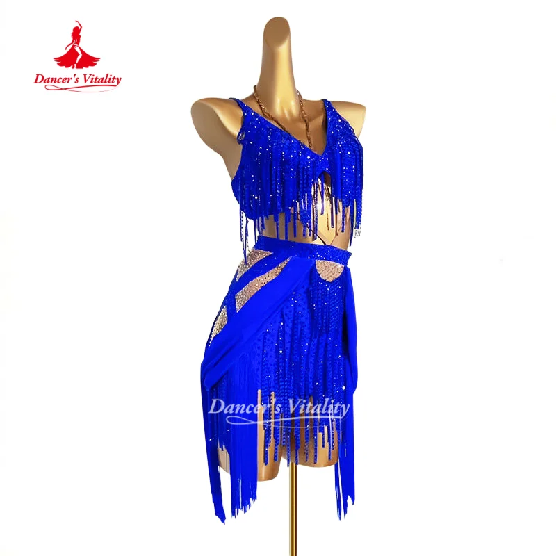Latin Dance Performance Dress for Women Senior AB Stones Rumba Chacha Tango Competiton Clothing Skirt Adult Child Latin Dresses