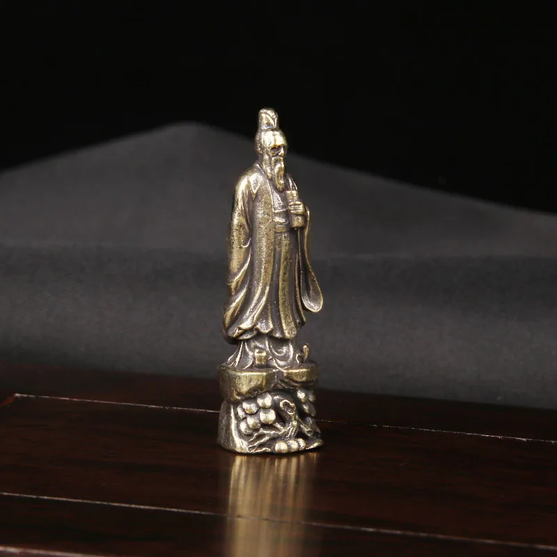 CH Brass Mencius Bronze Statue Desktop Ornament Confucian Figure Bronze Carving Handicraft Small Ornament Bronze Ware