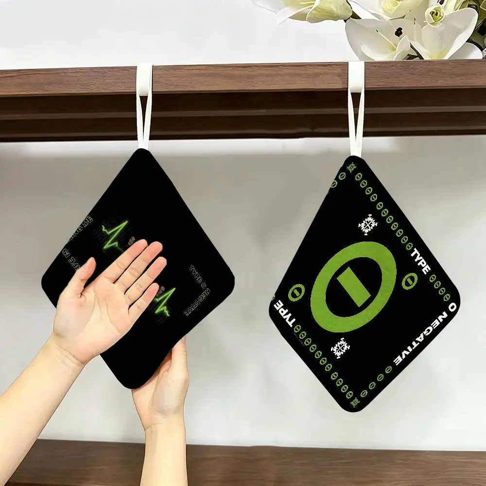 Rock Band T-Type O N-Negative Polyester Cotton Hand Wiping Towel with Hanging Loop, Lightweight for Home and Commercial Use