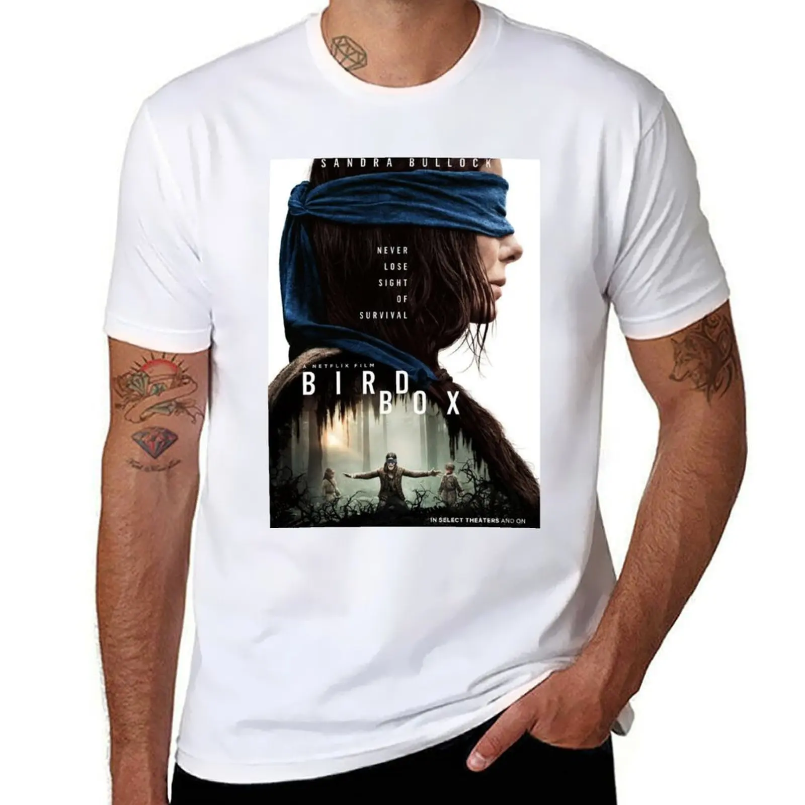 

Bird Box Theatrical Poster #1 T-Shirt man t shirt heavy cotton mens graphic t shirts t shirts for man pack cotton T-shirt