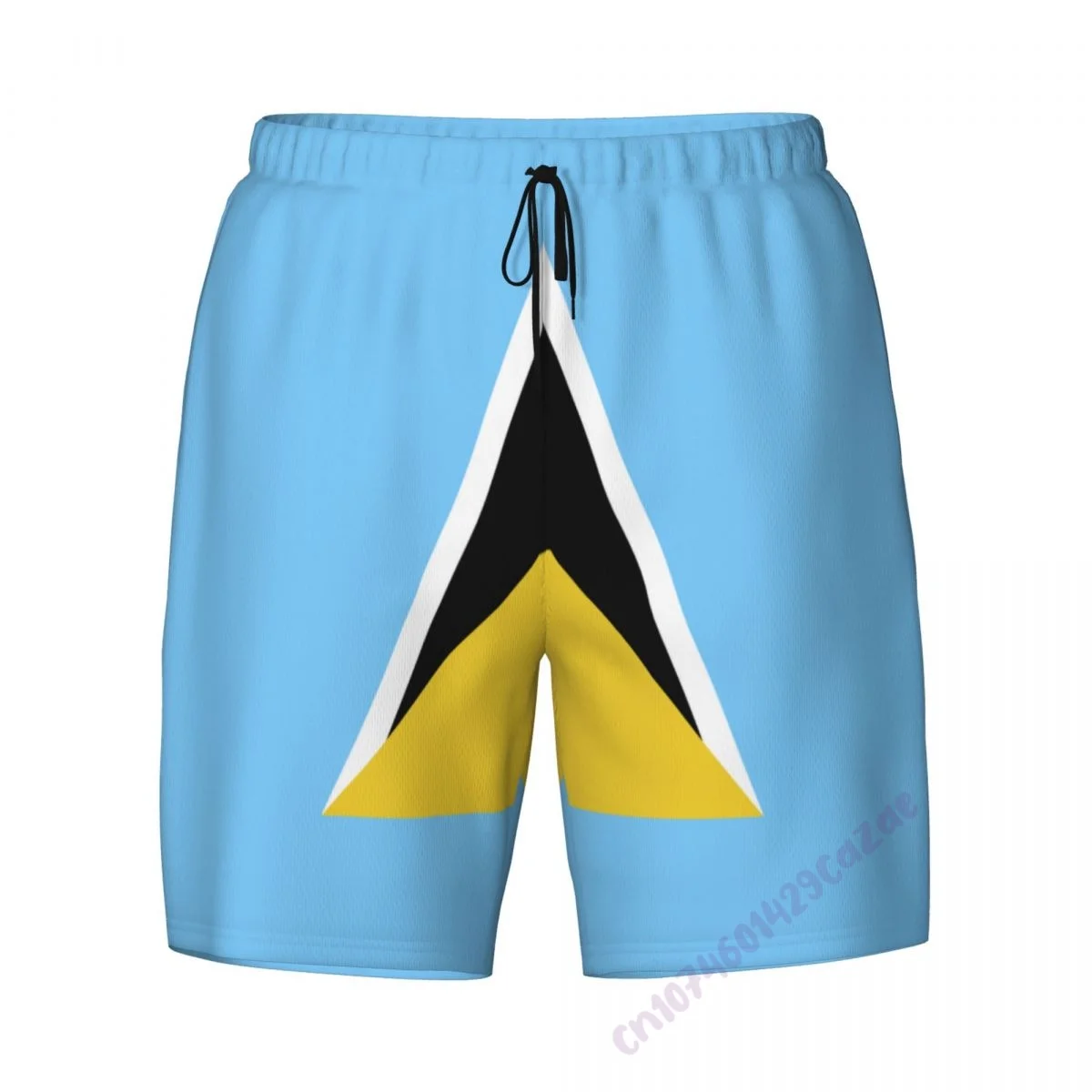 Saint Lucia Flag 3D Mens Swimming Trunks With Compression Liner 2 in 1 Quick-Dry Summer Swim Shorts With Pockets