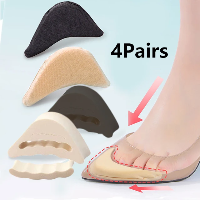 

4Pairs Sponge Forefoot Insert Pads Women Pain Relief High Heel Insoles Reduce Shoes Size Filler Toe Plug Adjustment Shoes Pads