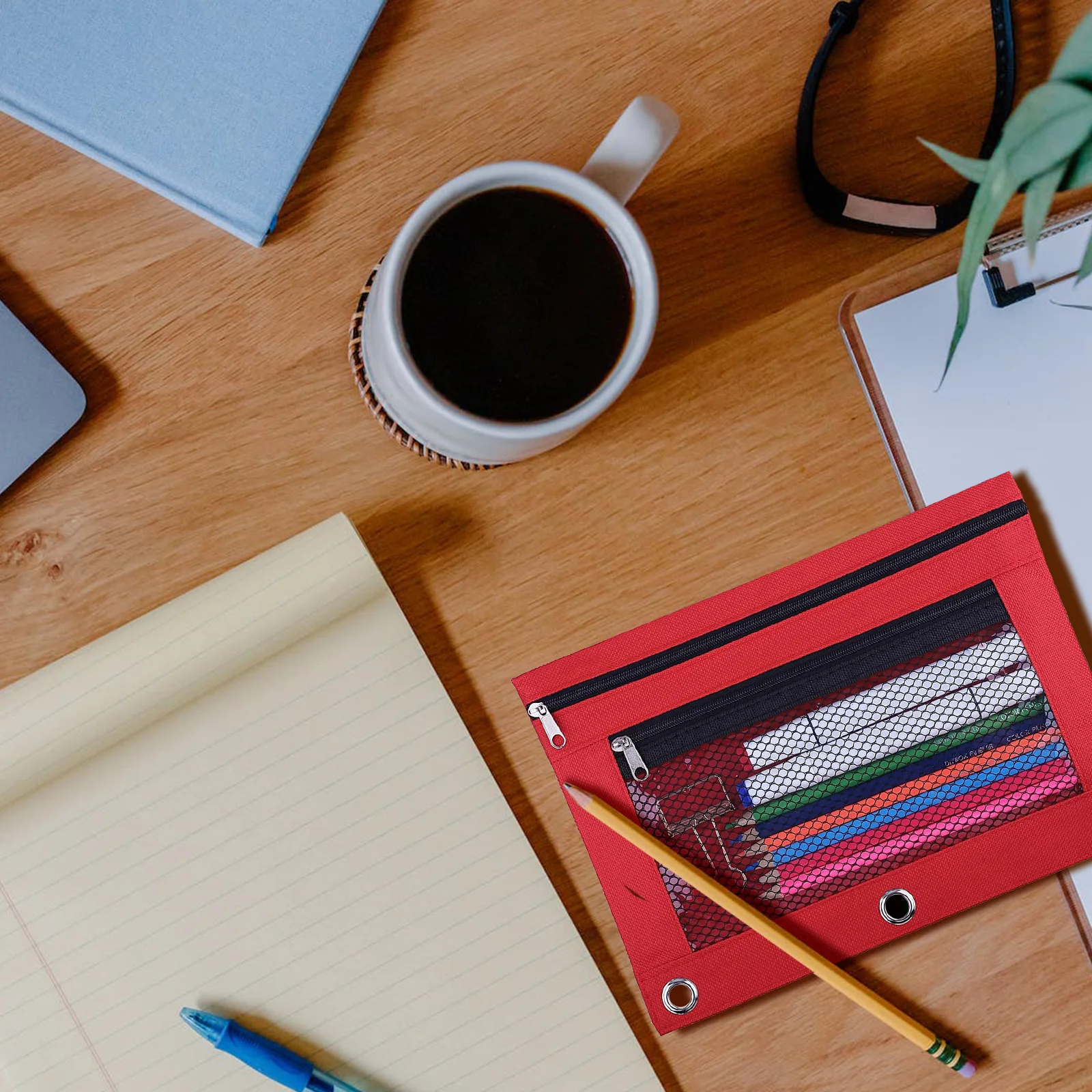 2 قطعة أكياس قلم رصاص سستة سعة كبيرة حقيبة أدوات مكتبية ناعمة ليست لفترة طويلة استخدام حقيبة قلم رصاص #5