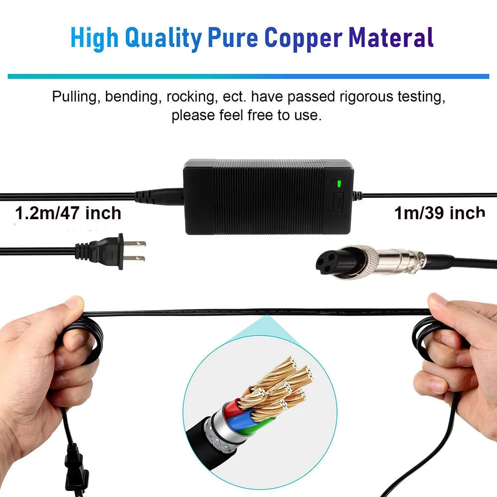 54.6V 2A Electric Scooter Charger for Evercross H5/ Vsett 8,8+,9+(NOT for 9) JOYOR S5,G5,Y7-S/for KAABO Mantis 8,8 Pro/Zero 8,9