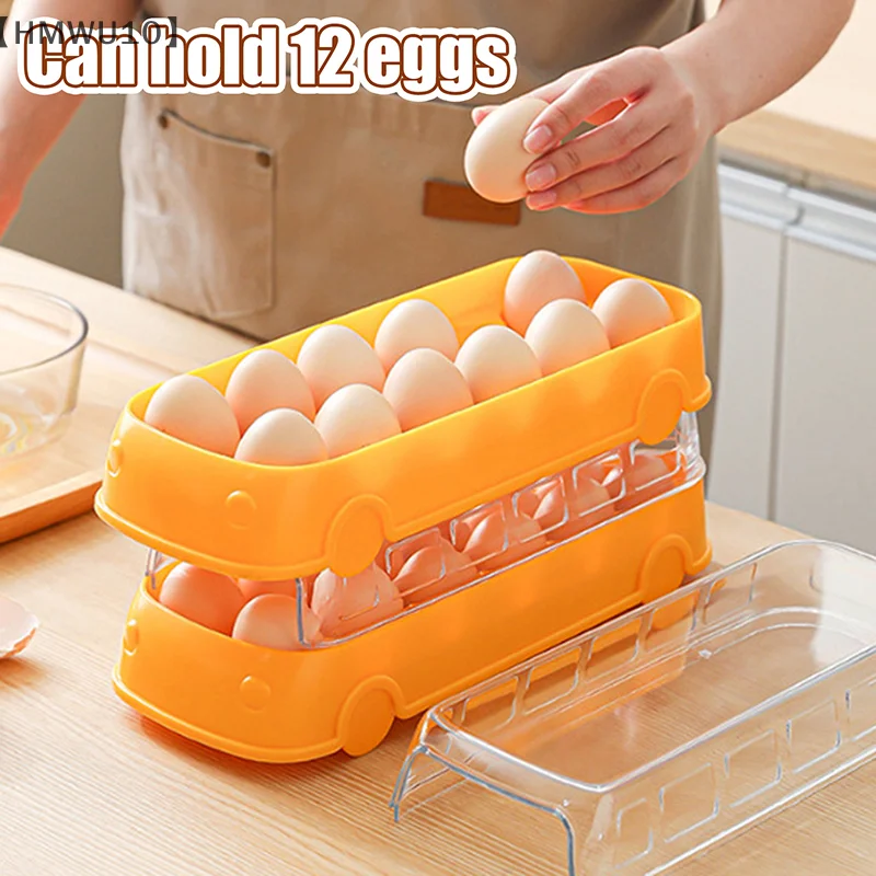 Creative Bus Shape Egg Storage Rack Refrigerator Egg Storage Box Egg Basket Container Organizer Large Capacity KitchenContainer