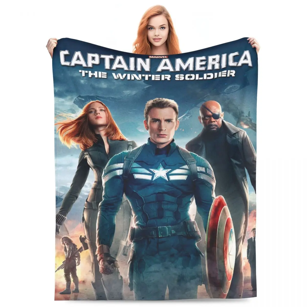 Captain America The Winter Soldier Blanket Super Warm Aesthetic Plush Throw Blanket For Living Room Camping Bedspread Bed Cover