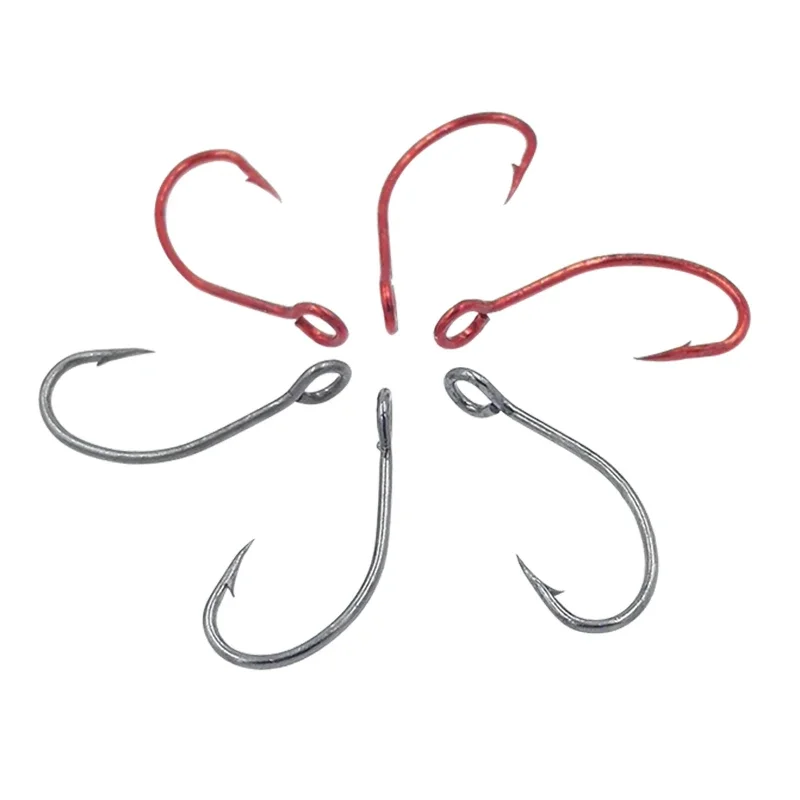 20pcs High Carbon Steel Fishing Red Single Hook For Lure Spoon Carp Sharp Hook Fishing Hook With Ring Fish Hooks Fishing Tackle