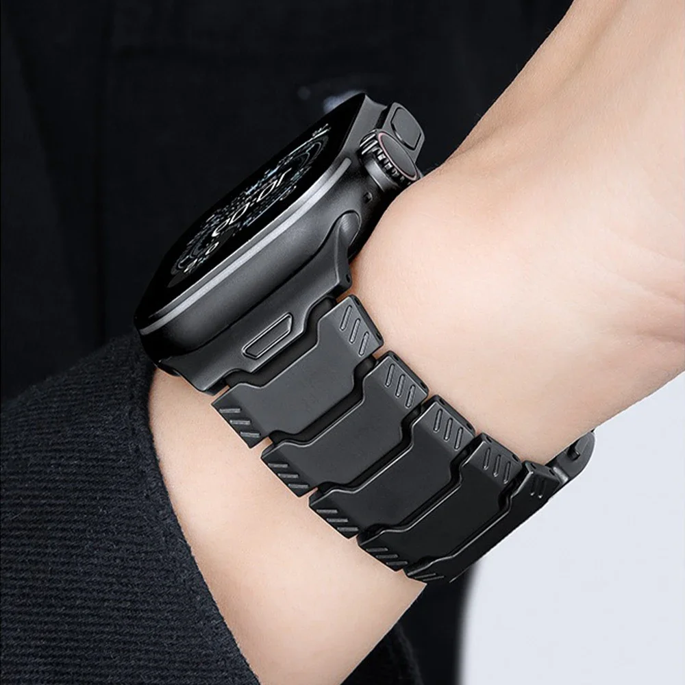 Luxury Titanium Band For Apple Watch Ultra 4/3/2 49mm Silicone Magnetic Strap For IWatch 12 11 10 9 8 7 6  42mm 44mm 45mm 46mm