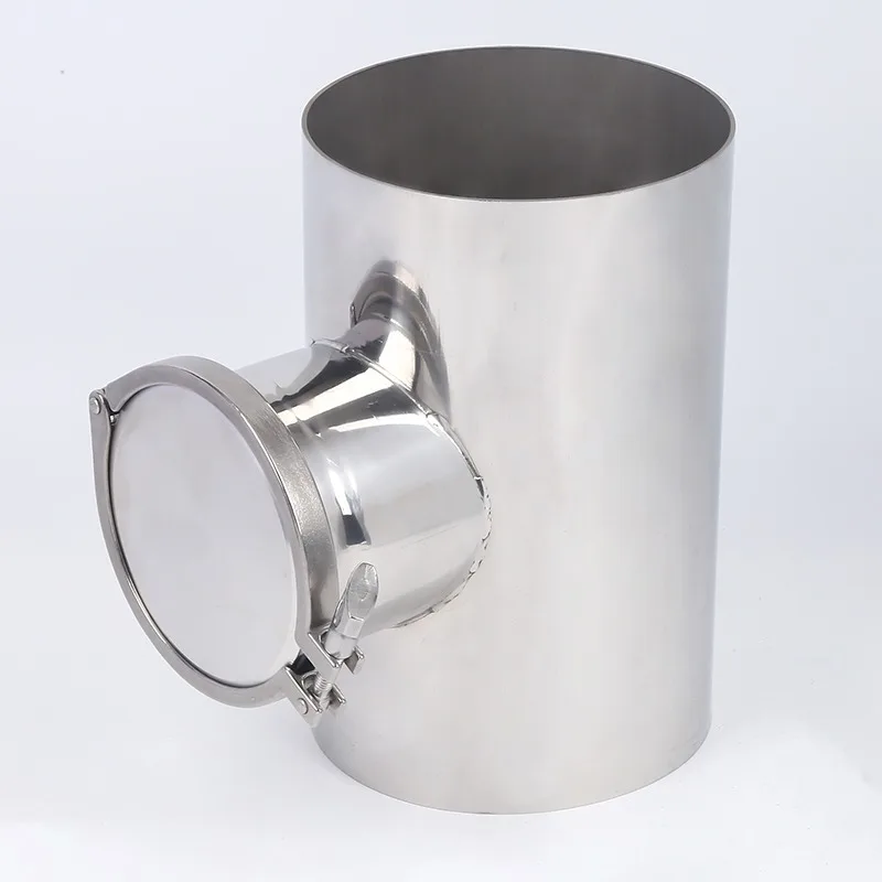 Stainless steel Tee Vertical type Maintenance Hatch   Three-way drainage pipe Riser Inspection Port DN40 DN50 DN65 304SS