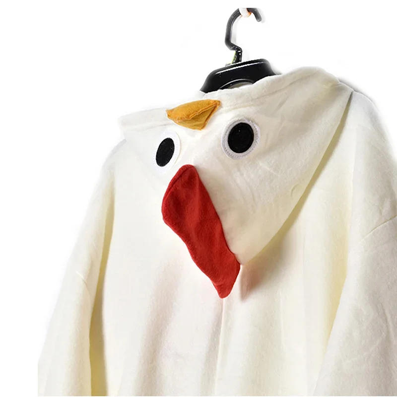 Unissex branco anime galo dos desenhos animados kigurumi crianças macacão pijamas de lã engraçado pijamas feminino menina cosplay roupas