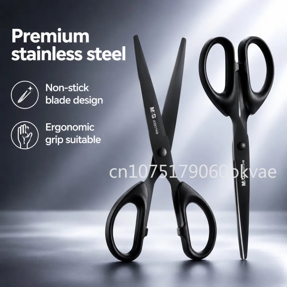 Professional Black Stainless Steel Scissors 160/180mm Sharp Durable Craft Scissors for Office School Sewing Paper Cutting Tools