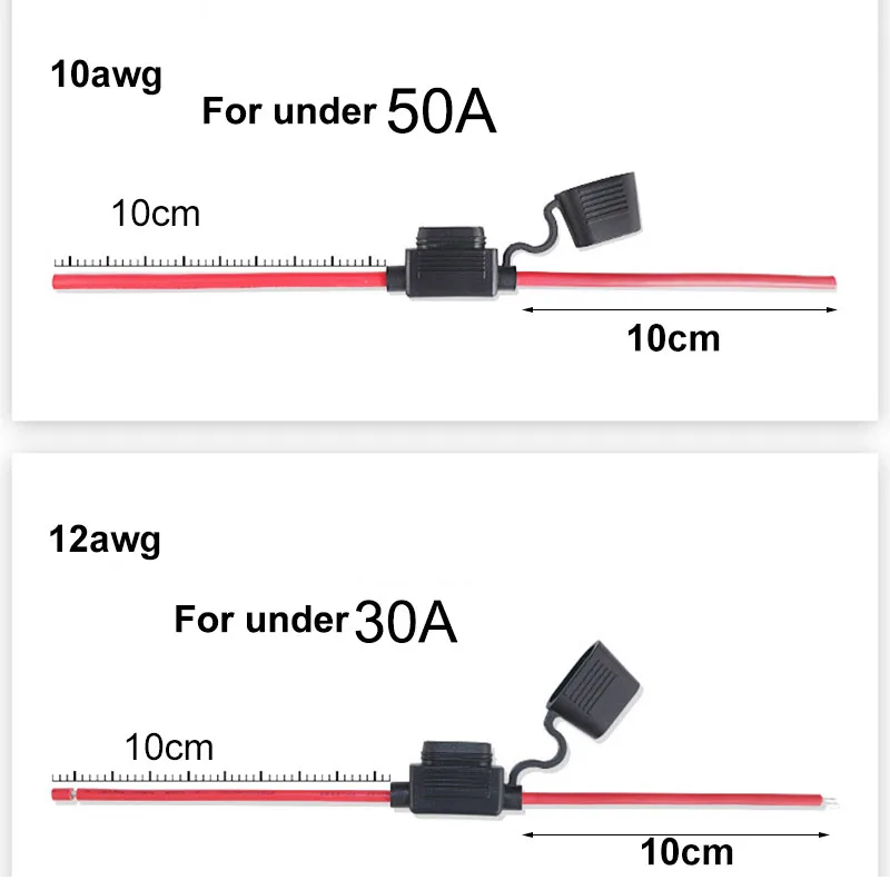 Auto Car Blade Inline Types Fuse Waterproof Hrproof Holder Case Motor Tap Blow Blo 16/14/12/10AWG Wire Cutoff Switch Socket w28