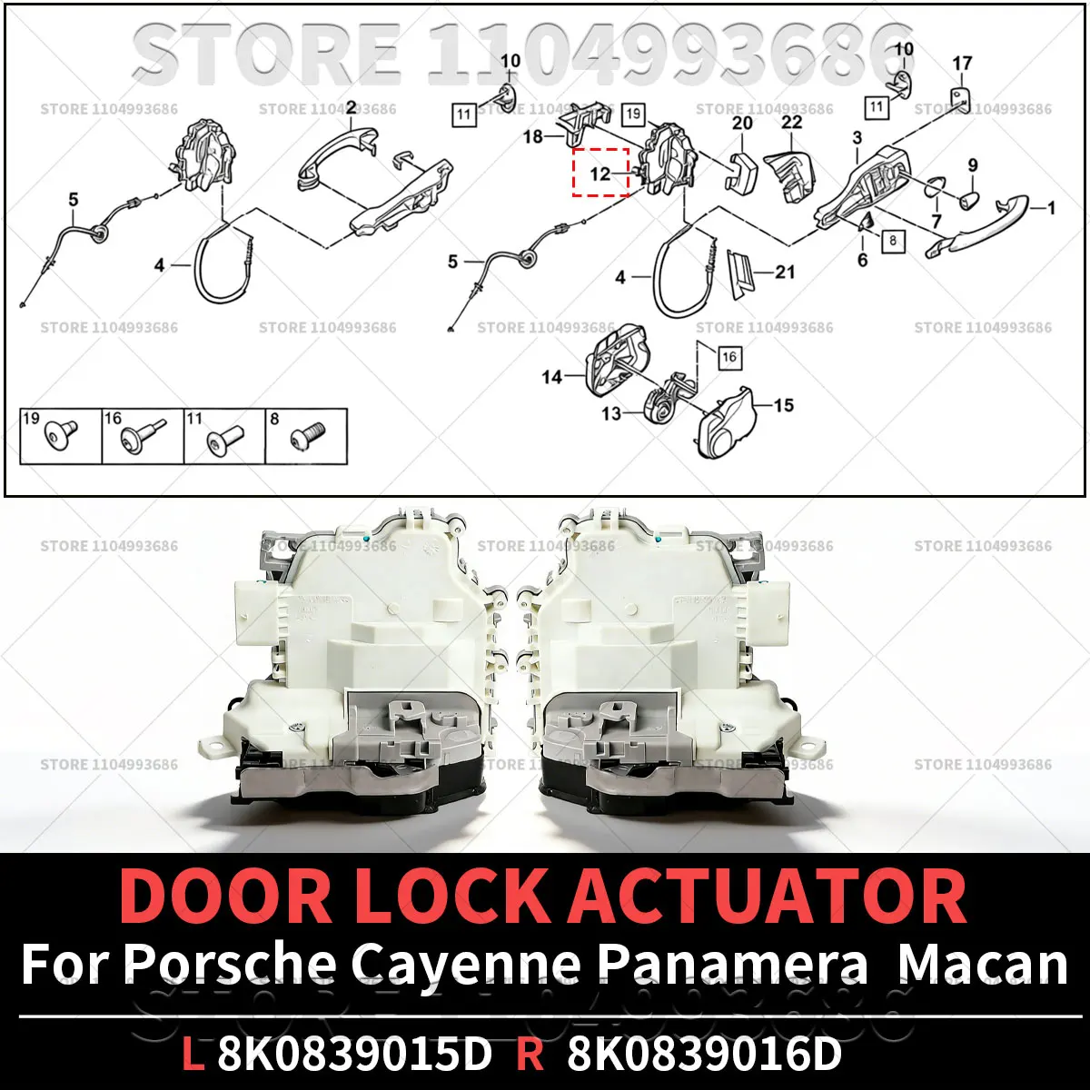

Для Porsche Cayenne (958) Panamera (970 971) Macan (95B 9YA) Привод дверного замка OEM 8K0839015D 8K0839016D 8K0839015G 8K0839016G